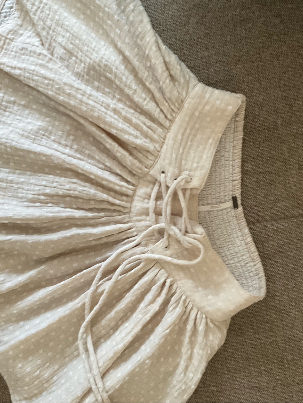 Free People Cream Swiss-Dot Peasant skirt / shorts with Drawstring